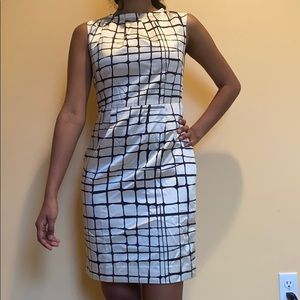 White dress with black line pattern